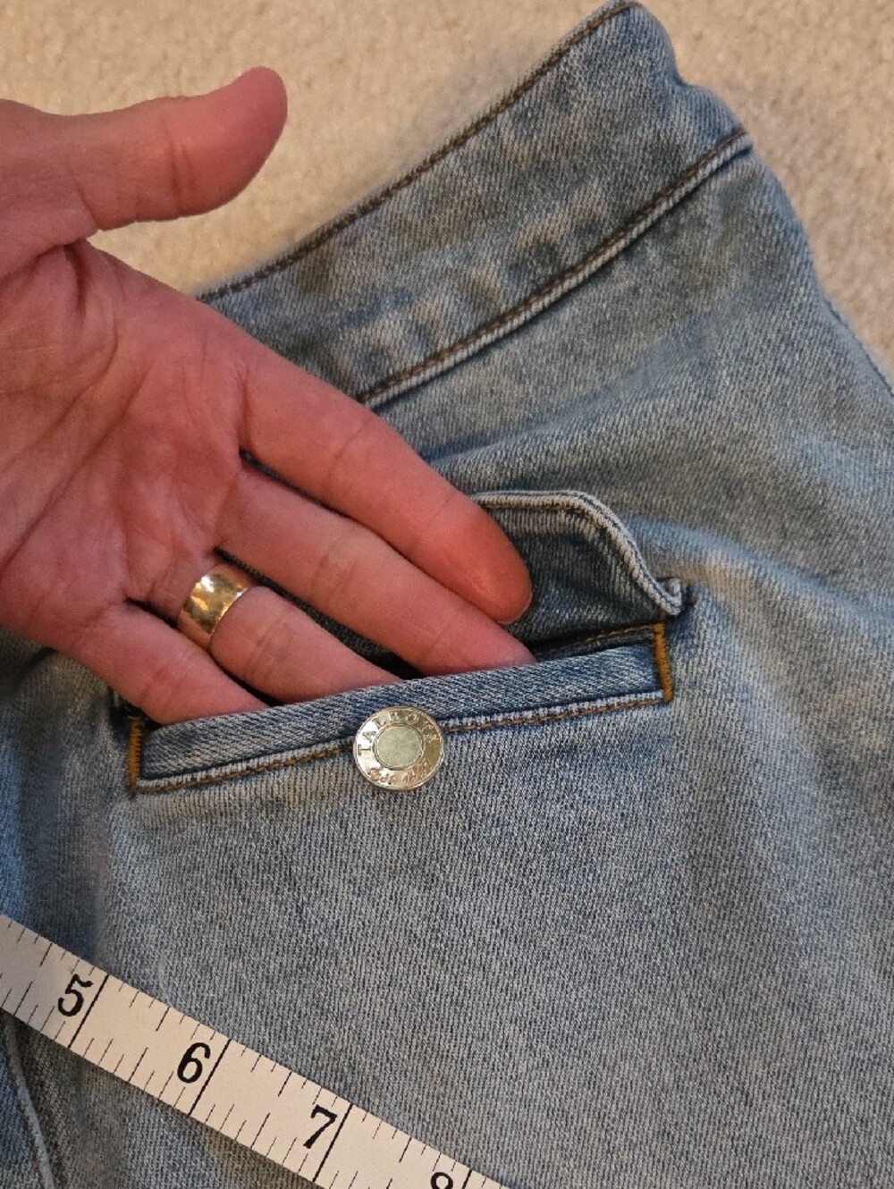Light Blue Denim Button-Front Skirt - Picture 5 of 8